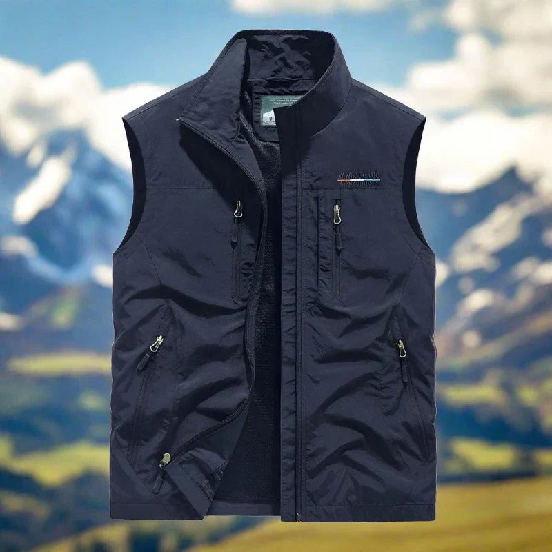 Street-Wave Mens Outdoor Vest Windproof Lightweight Zip Vest With Multiple Pockets For Hiking And Everyday Wear