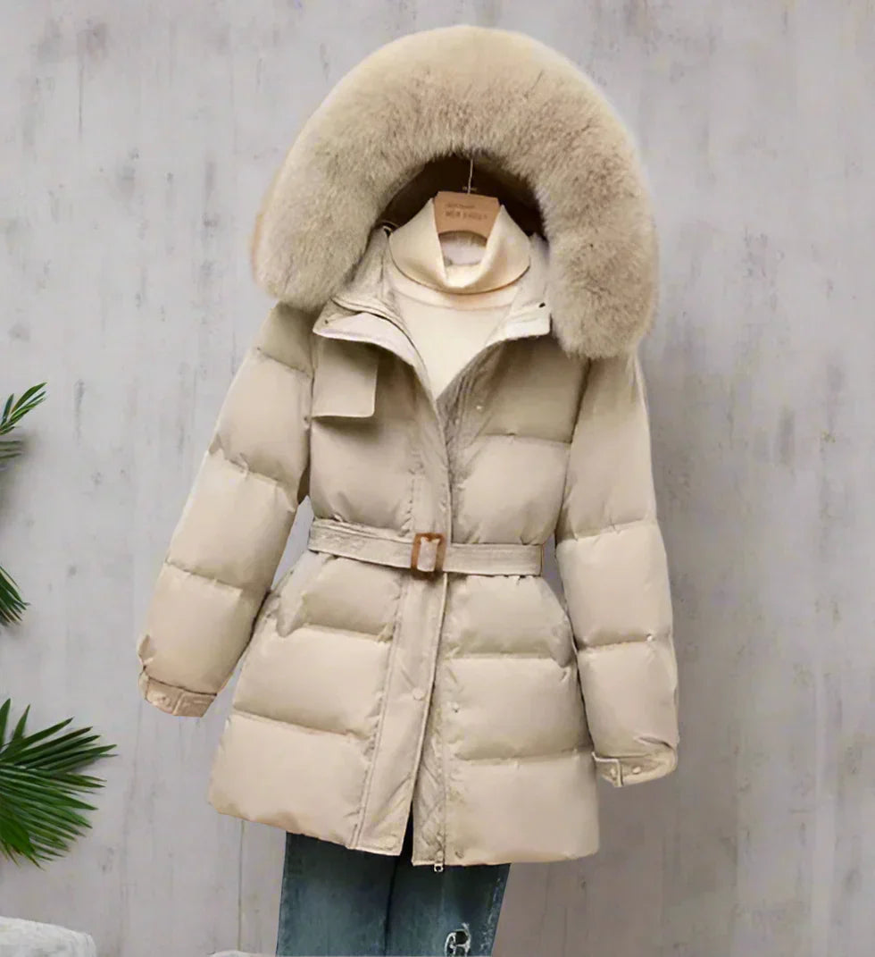 Street-wave Women's Puffer Coat With Removable Fur Hood For Cold Weather Insulated Cozy Winter Jacket