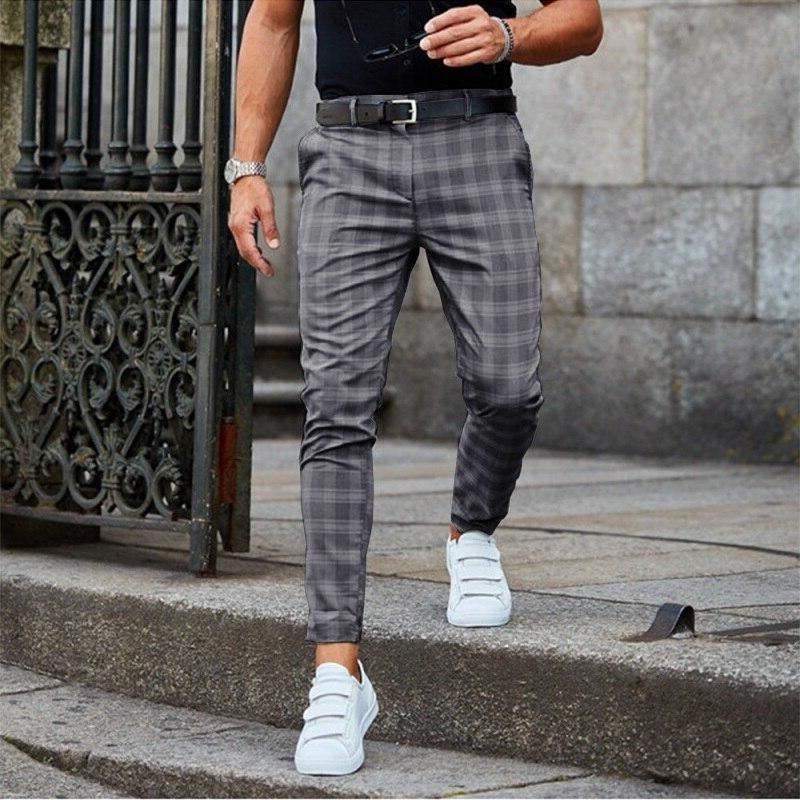 Street-Wave Men's Checked Trousers Modern Plaid Fit For Casual And Semi Formal Wear