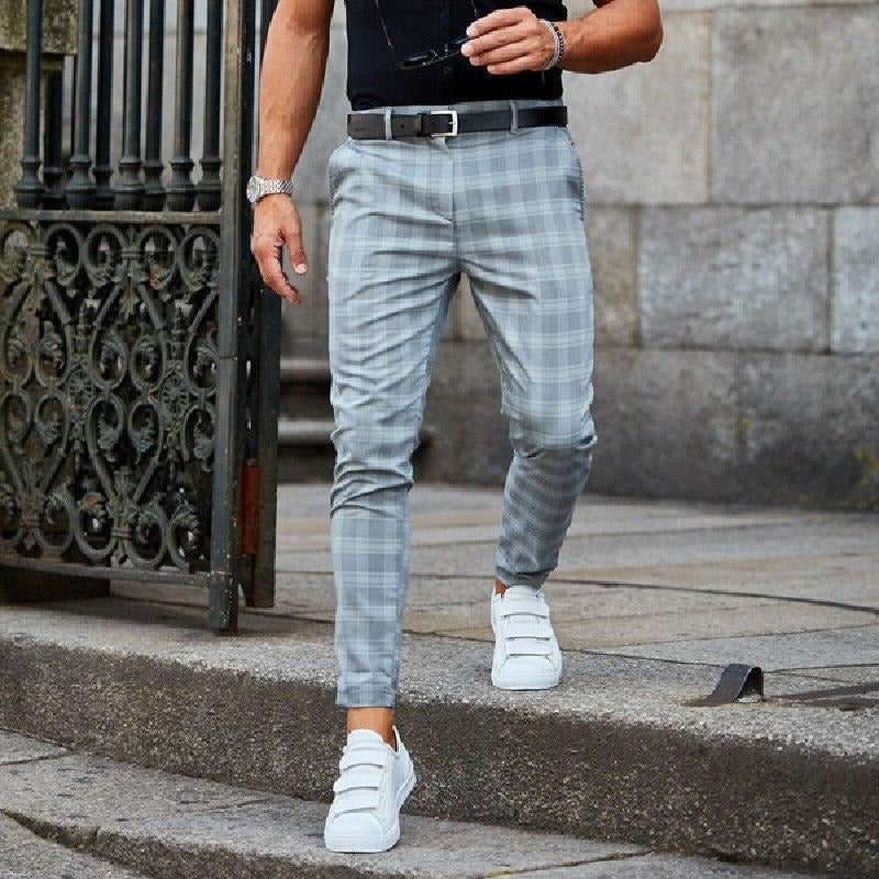 Street-Wave Men's Checked Trousers Modern Plaid Fit For Casual And Semi Formal Wear