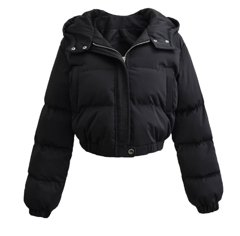 Streetwave Cropped Puffer Jacket For Women Warm Insulated Winter Coat With Full Zip Trendy Streetwear