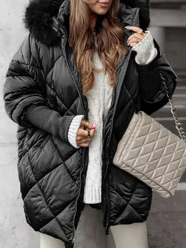 Street-Wave Warm Puffer Jacket for Women, Cozy Yet Chic Winter Coat With Plush Fur Hood