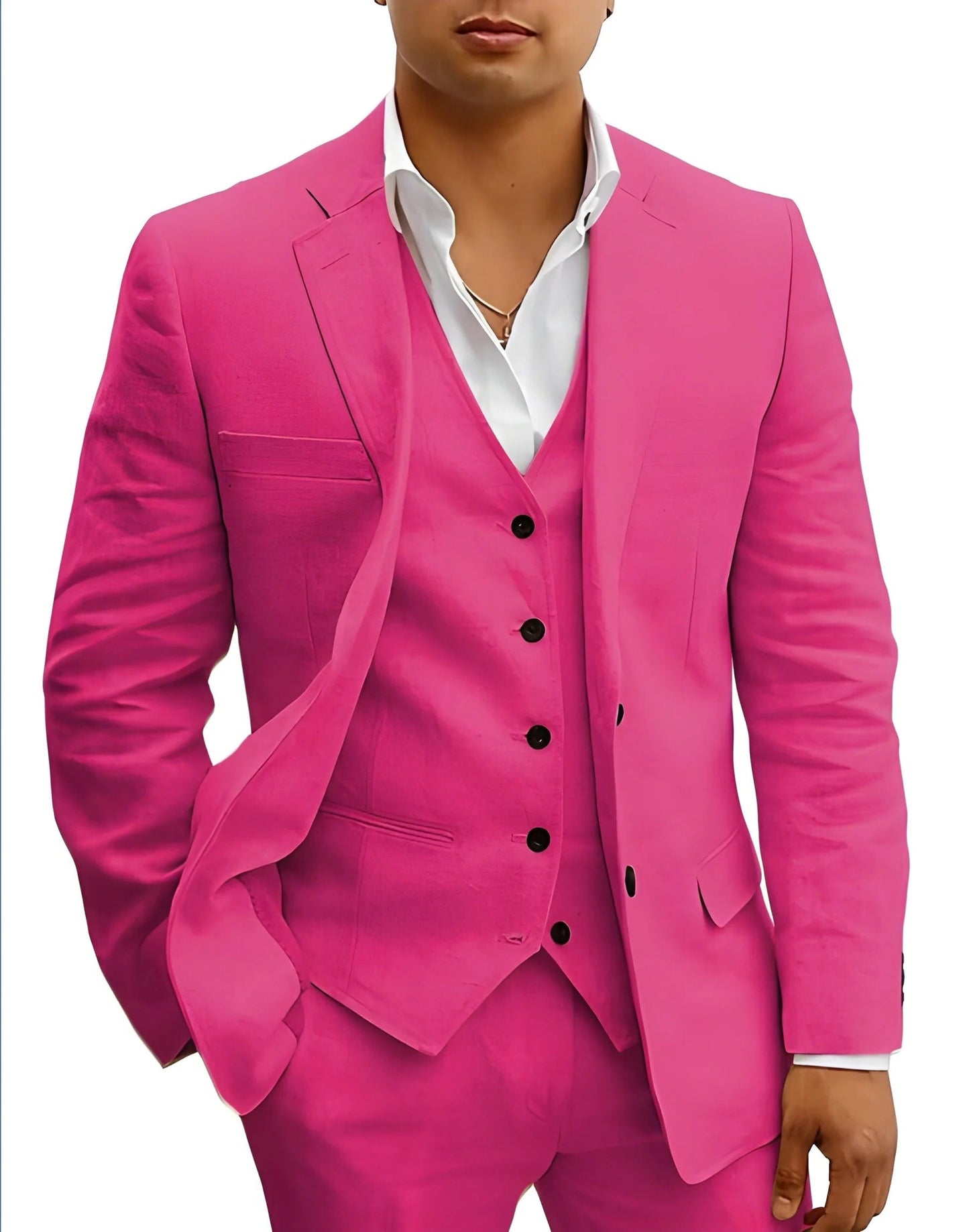 Men's Lightweight Three Piece Summer Suit Set Jacket Waistcoat And Trousers For Weddings Beach Parties