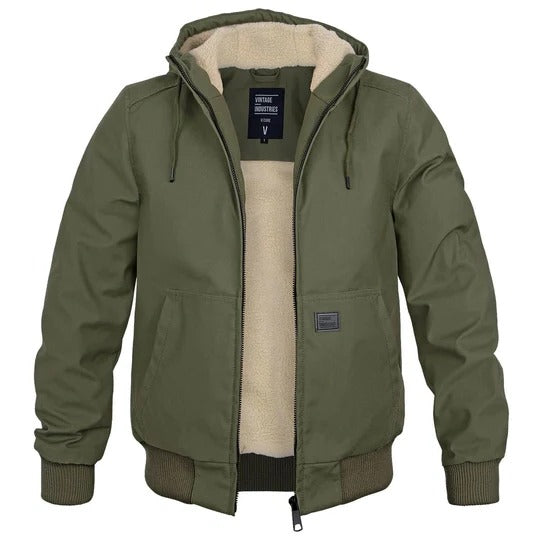 Street-Wave Men's Hooded Insulated Winter Jacket With Fleece Lining And Durable Zipper