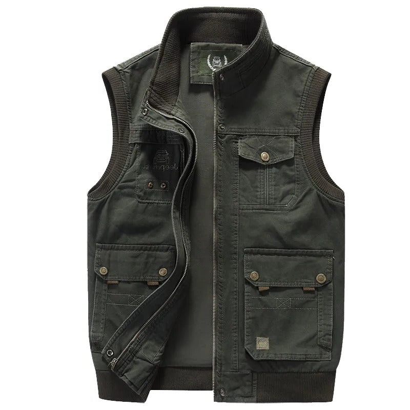 Men's Vintage Utility Vest With Multiple Pockets For Layering Outdoor Adventures
