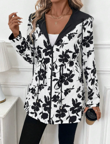 Women's Reversible Coat with Leopard Print and Versatile Design