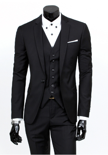 Christopher Mens Three Piece Elegant Business Suit Set Blazer Vest Pants For Professionals