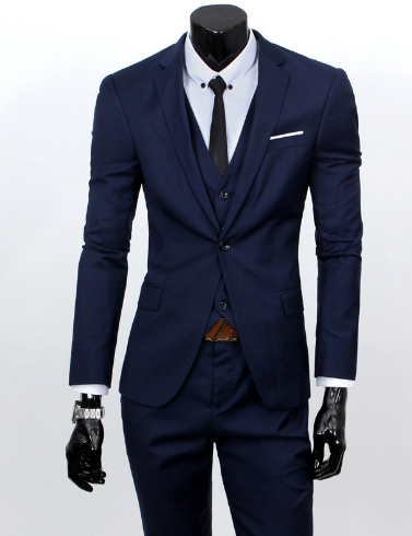 Christopher Mens Three Piece Elegant Business Suit Set Blazer Vest Pants For Professionals