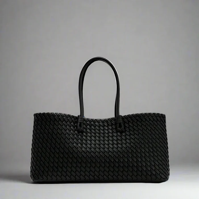 Street-Wave Noora Woven Handbag - Timeless Structured Tote With Spacious Fabric-Lined Interior