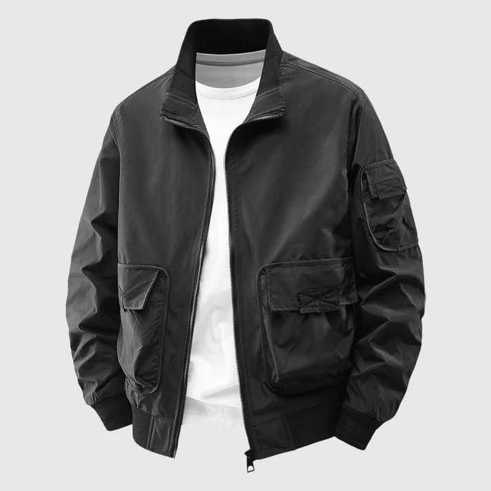 Street-Wave Frontline Utility Bomber Jacket for Men Heavyweight Wind and Abrasion Resistant with Deep Reinforced Pockets