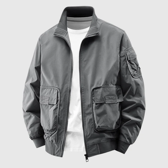 Street-Wave Frontline Utility Bomber Jacket for Men Heavyweight Wind and Abrasion Resistant with Deep Reinforced Pockets