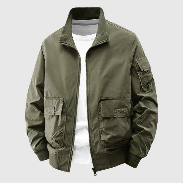 Street-Wave Frontline Utility Bomber Jacket for Men Heavyweight Wind and Abrasion Resistant with Deep Reinforced Pockets