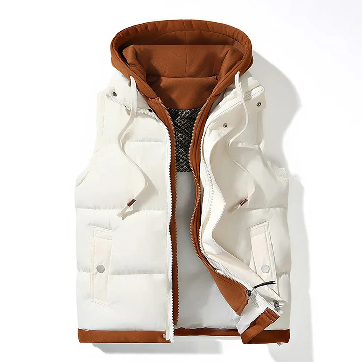Rinzo Hooded Puffer Gilet For Men Lightweight Insulated Vest With Contrasting Hood Street-Wave