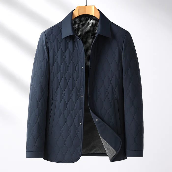 Thompson Mulberry Silk Quilted Jacket For Men With Lightweight Cotton Shell And Teardrop Pattern
