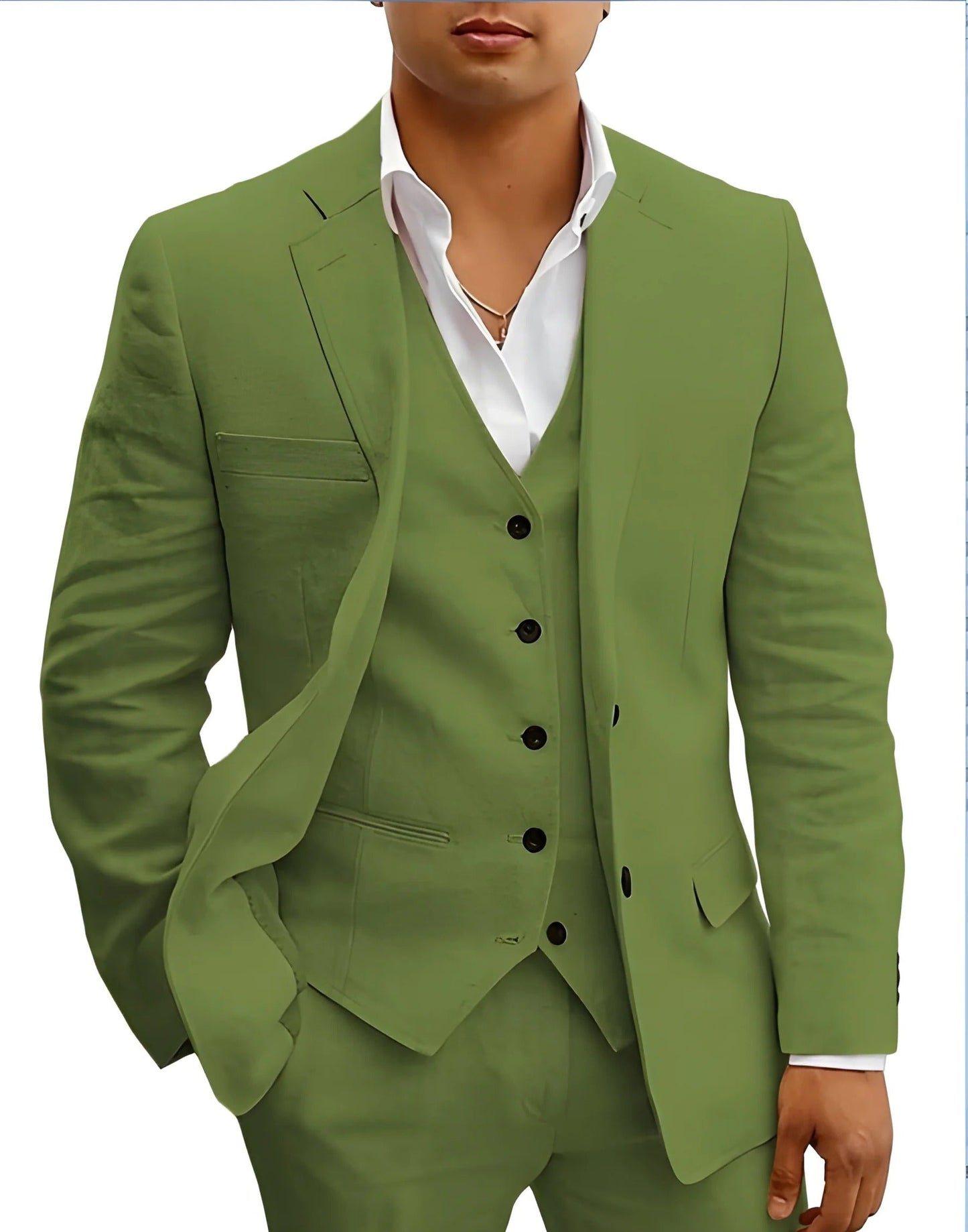 Men's Lightweight Three Piece Summer Suit Set Jacket Waistcoat And Trousers For Weddings Beach Parties