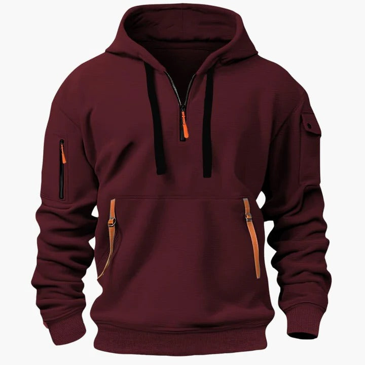 Street-Wave Men's All Season Utility Hoodie With Zippered Pockets Lightweight Breathable Comfort