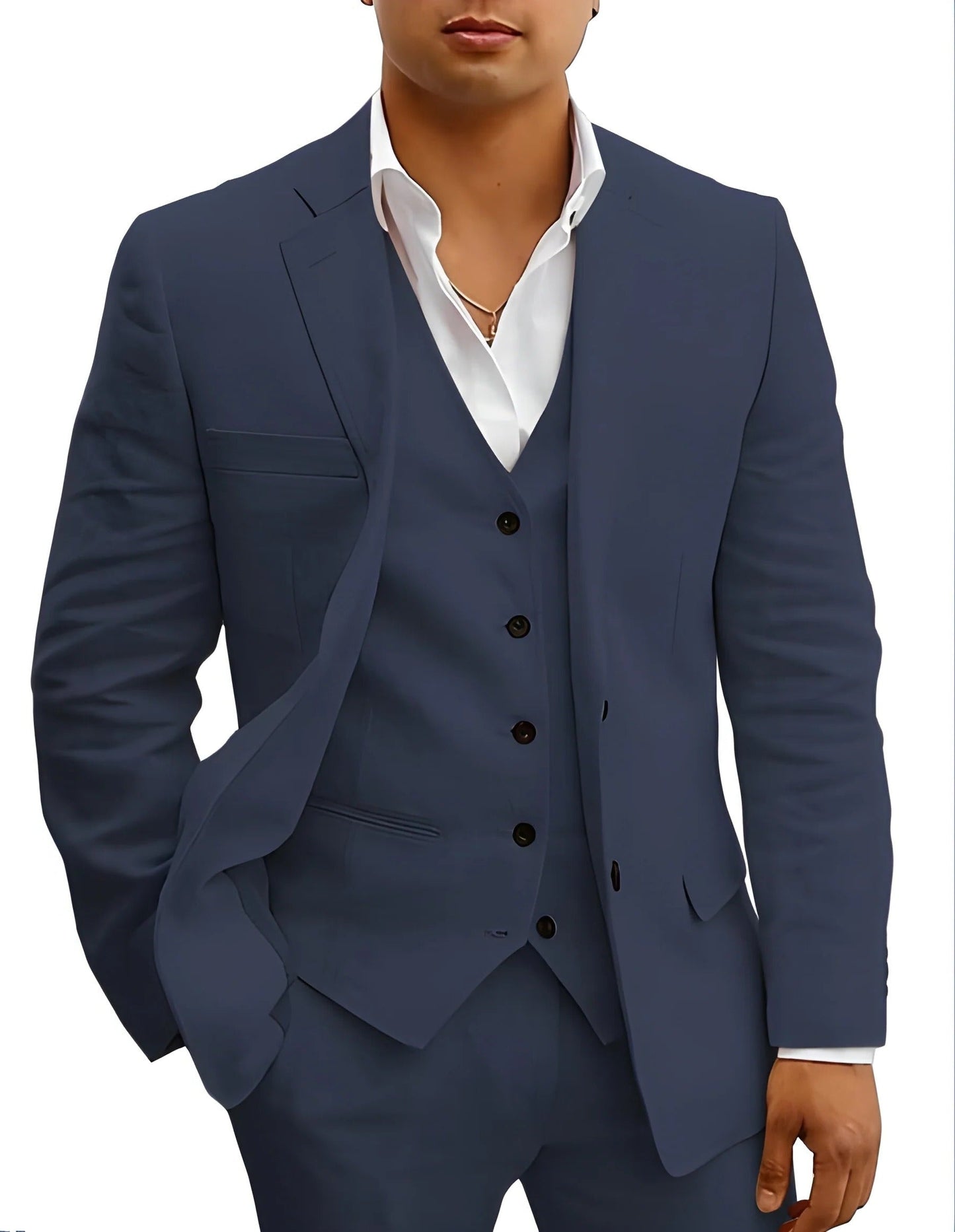 Men's Lightweight Three Piece Summer Suit Set Jacket Waistcoat And Trousers For Weddings Beach Parties