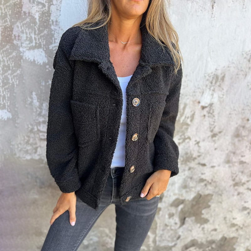 Street-Wave Teddy Jacket With Faux Fur Warm Cozy Coat For Women, Trendy Everyday Style