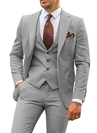 Street-wave Mens Elegant All-In-One Business Suit Set With Blazer Vest And Trousers For Formal Office
