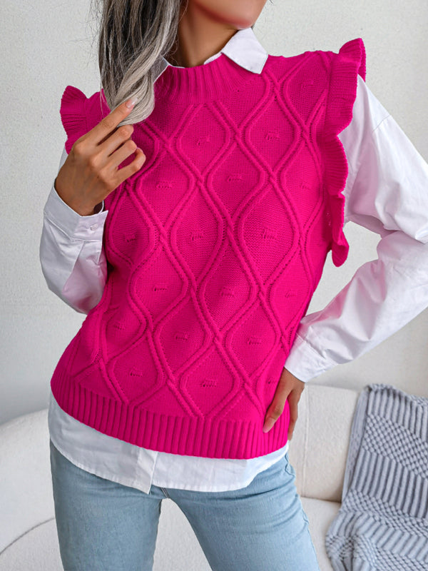 Street-Wave Sagi Womens Knit Sweater Vest Soft Cozy Loose Fit Versatile Top For Everyday Comfort