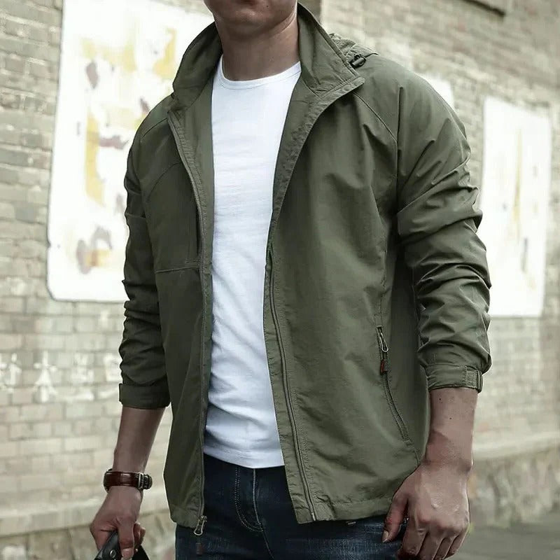 Street-Wave Mens Lightweight Transitional Jacket For All Seasons Neutral Olive Green