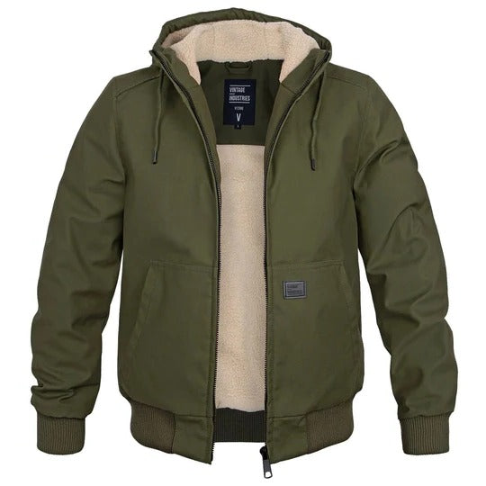 Street-Wave Men's Hooded Insulated Winter Jacket With Fleece Lining And Durable Zipper