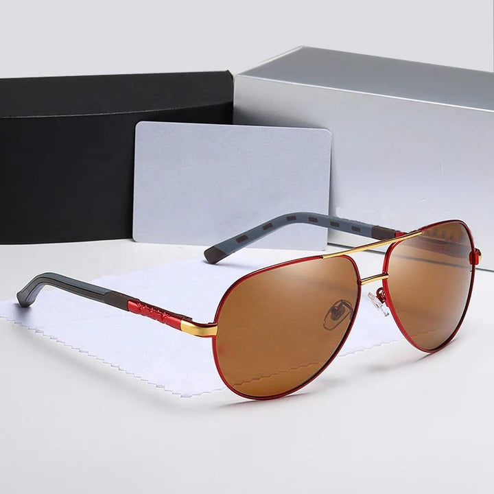 Men's Polarized Aviator Sunglasses Stainless Steel Frame High Clarity Lenses for Outdoor Use