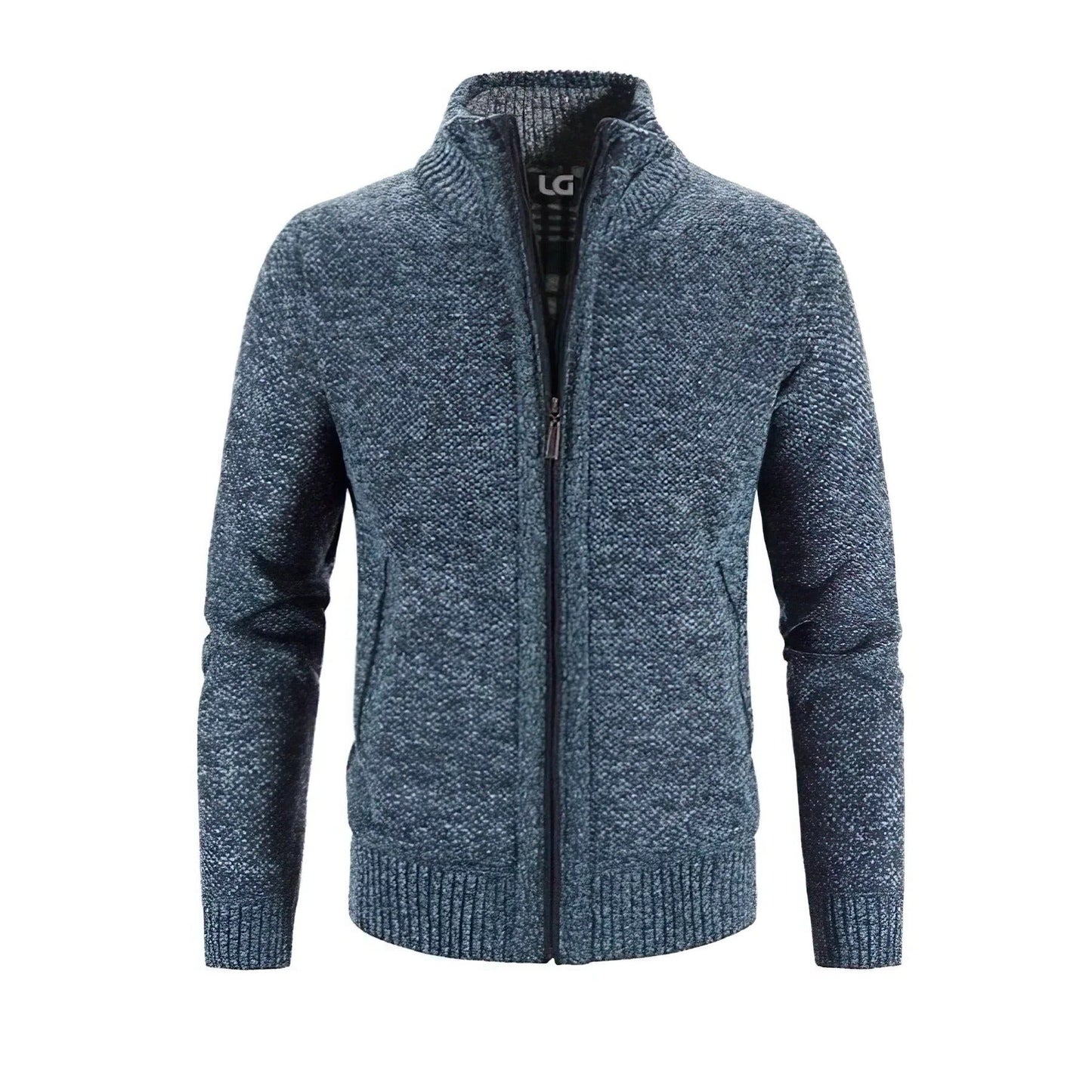 Street-Wave Men's Zip Up Cardigan With Structured Fit Cozy Knit Texture And Full Front Zip