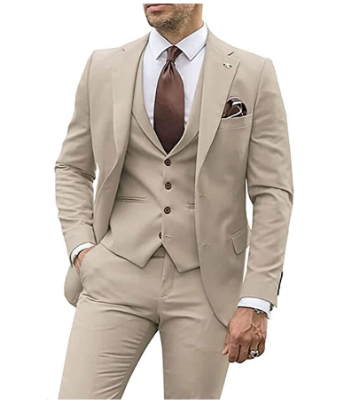 Street-wave Mens Elegant All-In-One Business Suit Set With Blazer Vest And Trousers For Formal Office