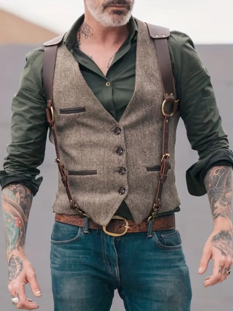 Traditional Mens Vest With Vintage Inspired Gilet Cut For Timeless Style By Street-Wave