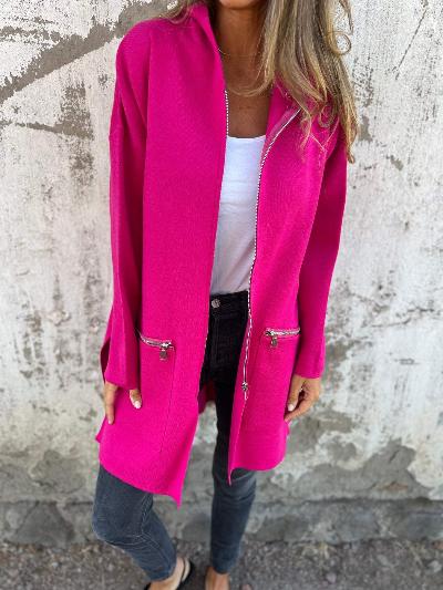 Street-Wave Hooded Long Coat for Women Chic Elegant and Comfortable Red Outerwear
