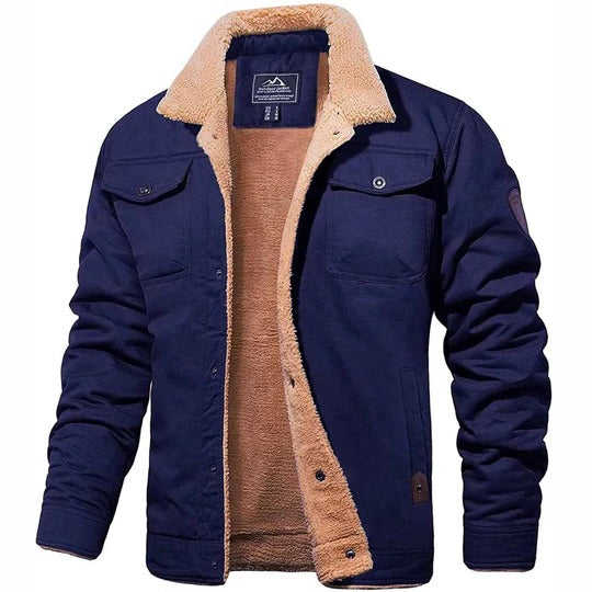 Men's Sherpa Lined Bomber Jacket with Vintage Style and Full Winter Insulation for Cold Weather Street-Wave