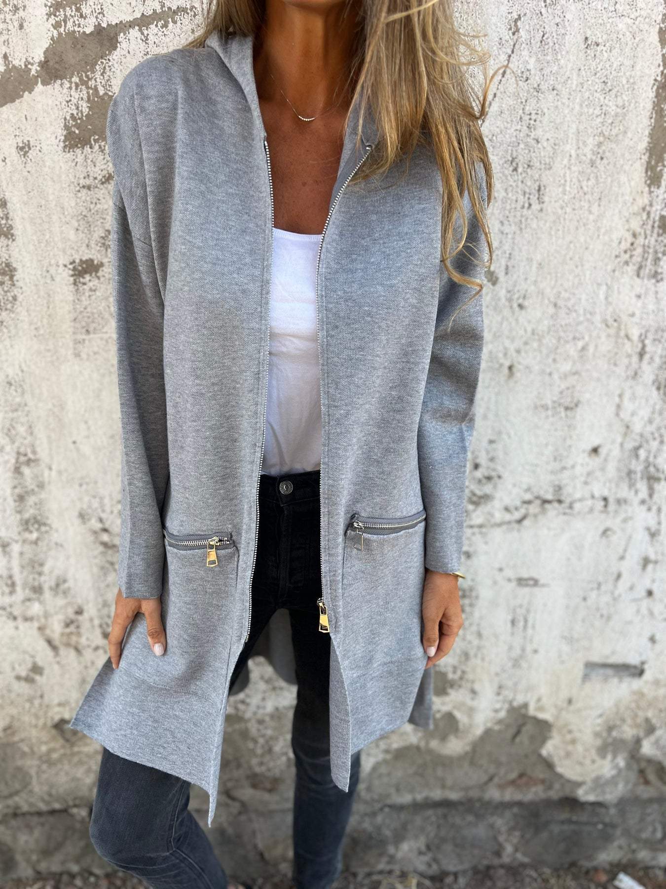 Street-Wave Hooded Long Coat for Women Chic Elegant and Comfortable Red Outerwear