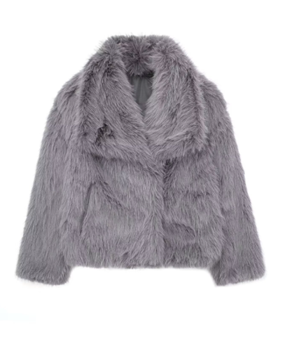 Street-wave Luxurious Oversized Faux Fur Jacket With Shawl Collar For Fashion-Forward Women
