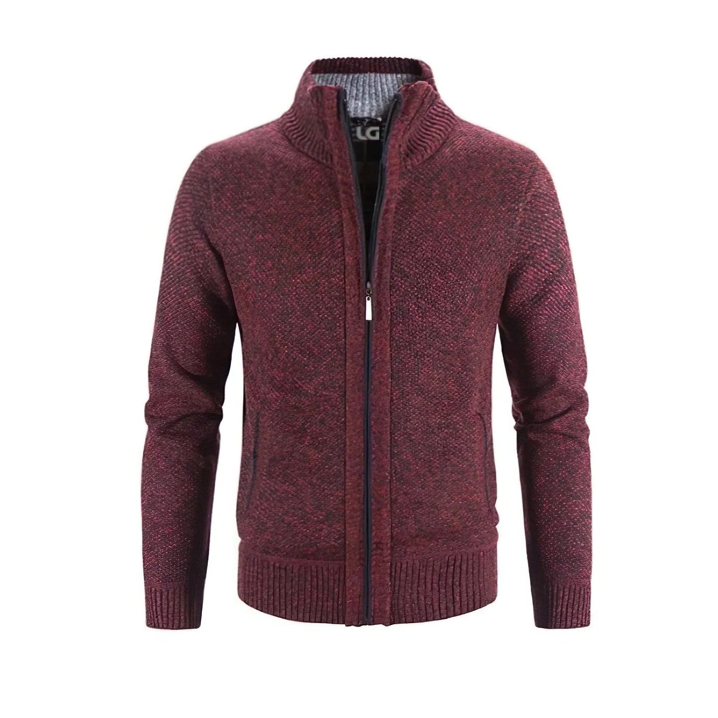 Street-Wave Men's Zip Up Cardigan With Structured Fit Cozy Knit Texture And Full Front Zip