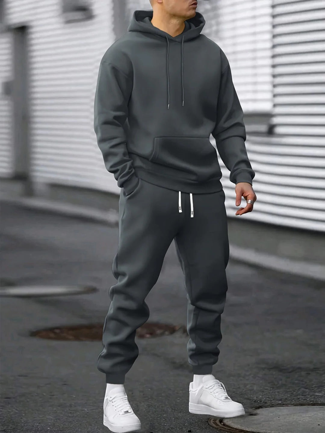 Street-Wave Mens Hooded Sweatshirt And Jogger Set Premium Fleece Tracksuit For Workout And Lounge
