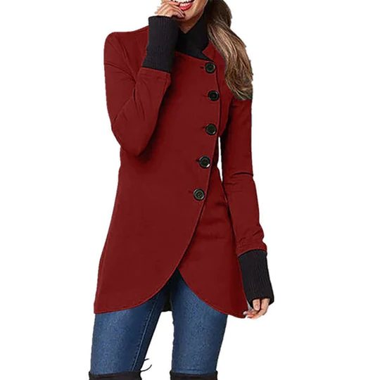 Street Wave Winter Jacket With Split Opening Design And Large Buttons For Urban Women Warm And Stylish