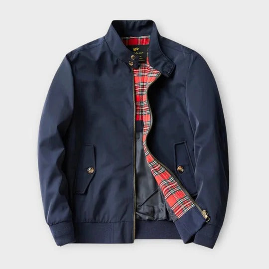 Street-Wave Mens Lightweight Transitional Jacket With Zipper Plaid Lined Outerwear For Everyday Wear