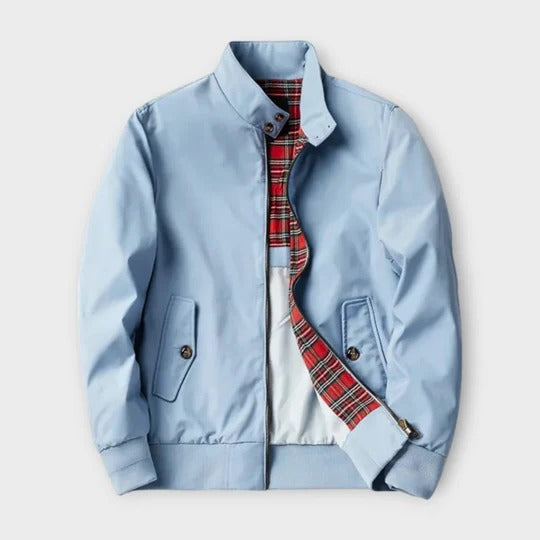 Street-Wave Mens Lightweight Transitional Jacket With Zipper Plaid Lined Outerwear For Everyday Wear