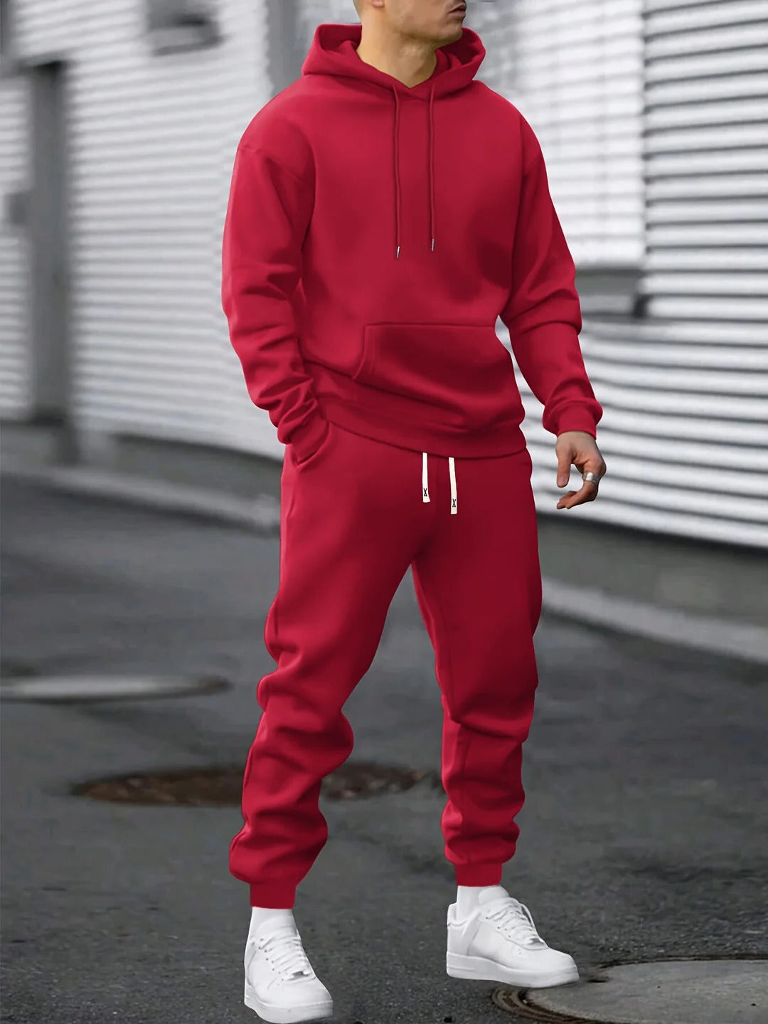 Street-Wave Mens Hooded Sweatshirt And Jogger Set Premium Fleece Tracksuit For Workout And Lounge