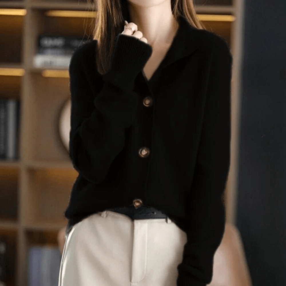 Street-Wave Cozy Knit Cardigan For Women With Button Front And Stand Collar For Everyday Comfort