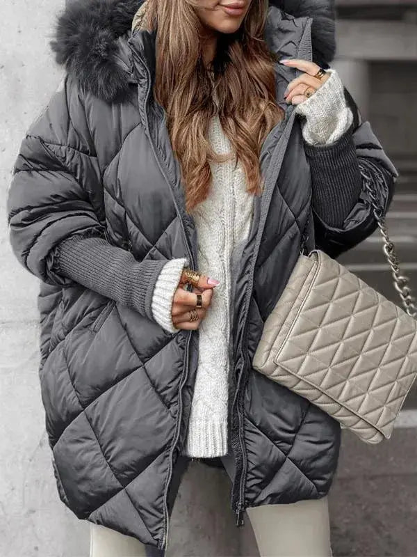 Street-Wave Warm Puffer Jacket for Women, Cozy Yet Chic Winter Coat With Plush Fur Hood