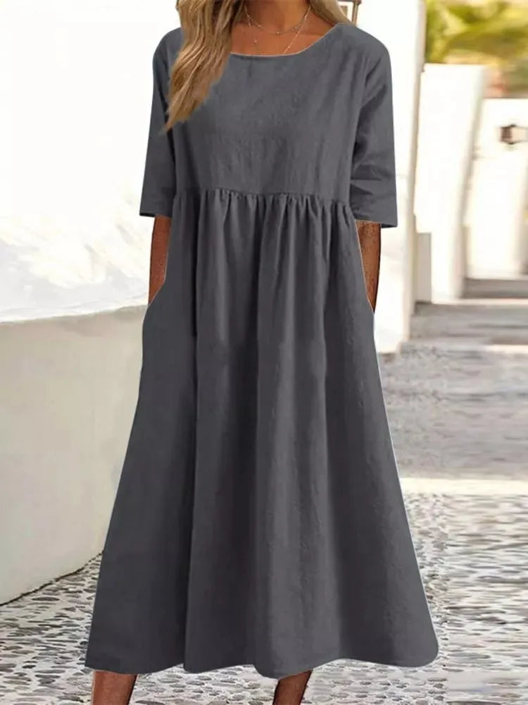 Women's Spring Dress with Flowy Design and Floral Print