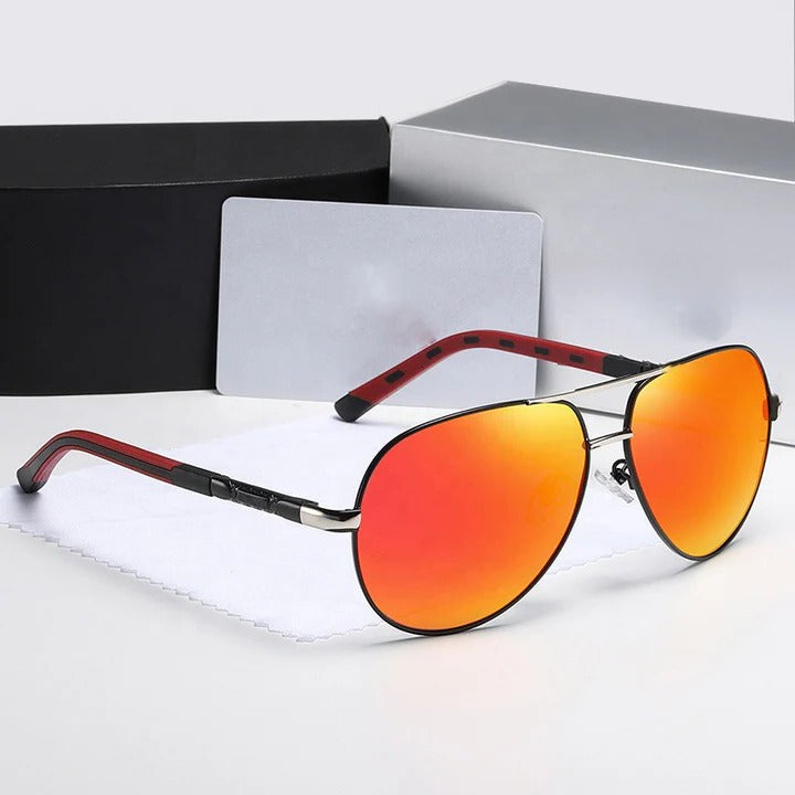 Men's Polarized Aviator Sunglasses Stainless Steel Frame High Clarity Lenses for Outdoor Use