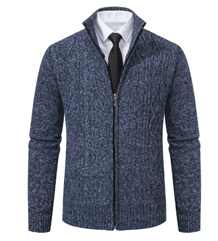Street-Wave Men's Knit Zip Cardigan With Pattern Acrylic Warmth For Everyday Style And Comfort