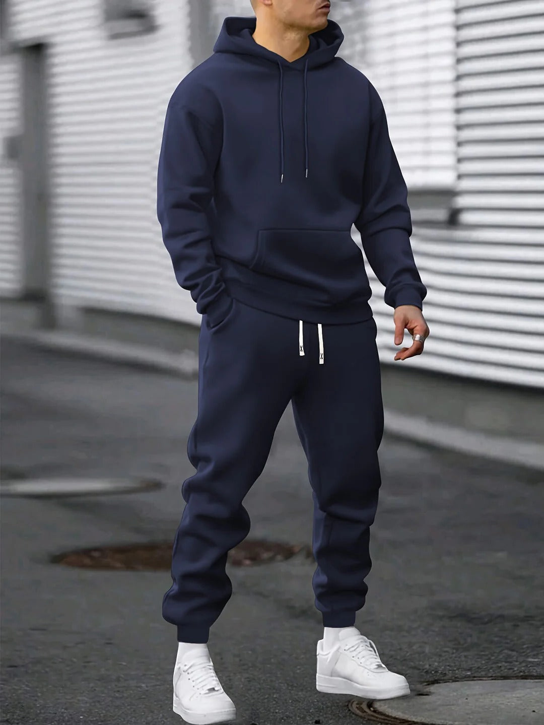 Street-Wave Mens Hooded Sweatshirt And Jogger Set Premium Fleece Tracksuit For Workout And Lounge