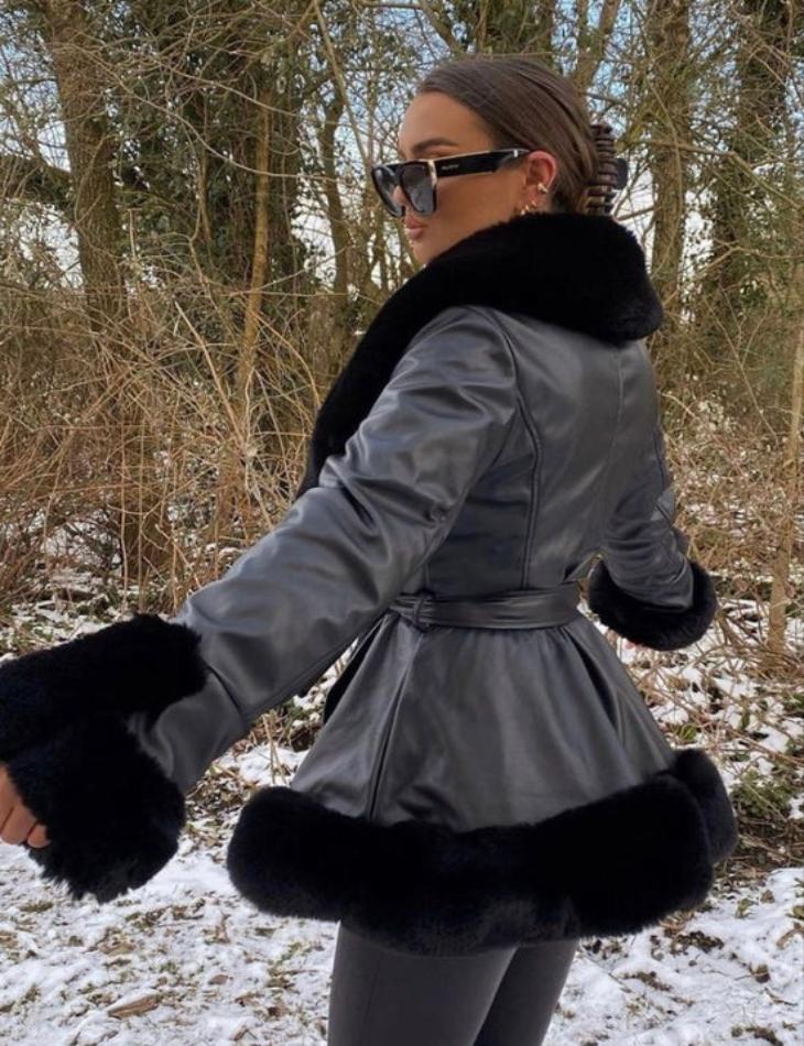 Street-Wave Luxe Faux Fur Winter Coat For Women With Belt And Glam Fur Trim Luxurious Warmth