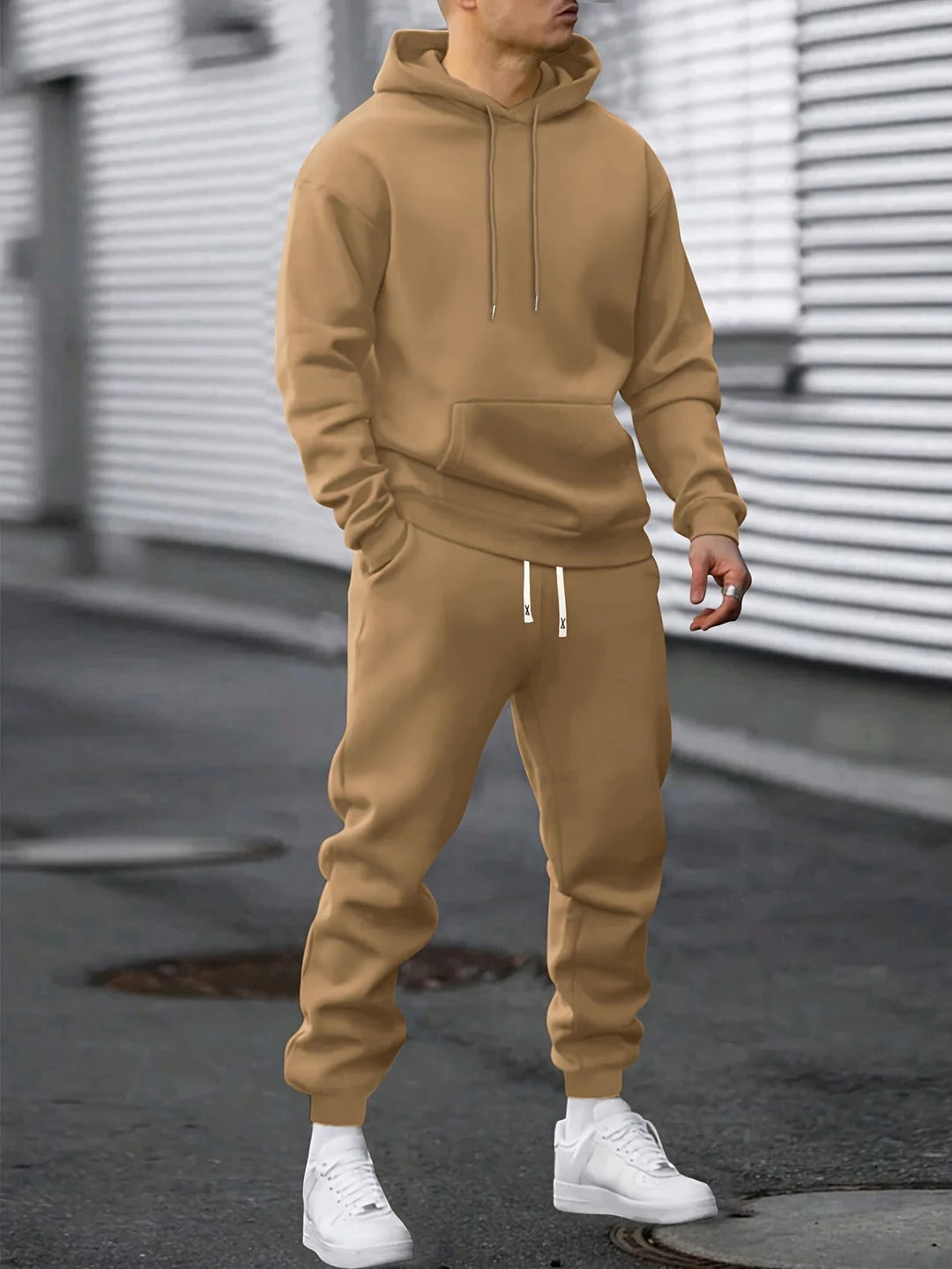 Street-Wave Mens Hooded Sweatshirt And Jogger Set Premium Fleece Tracksuit For Workout And Lounge