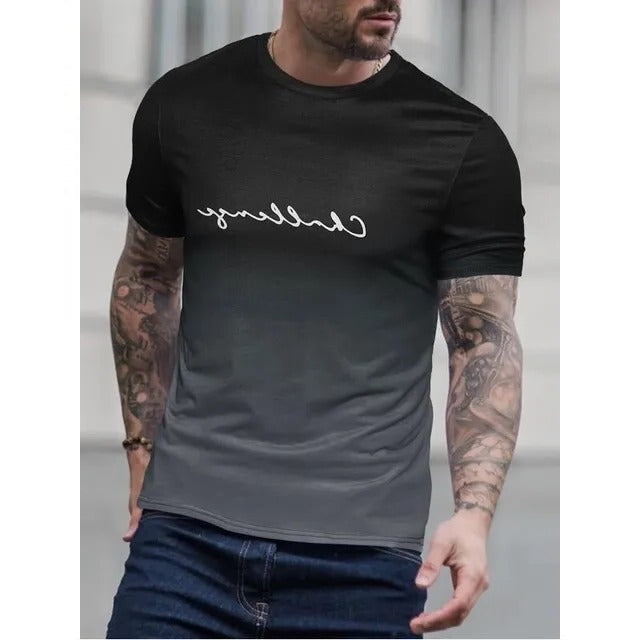 Street-Wave Mens Gradient Short Sleeve T Shirt Black To Red Ombre Finish Casual Everyday Tee