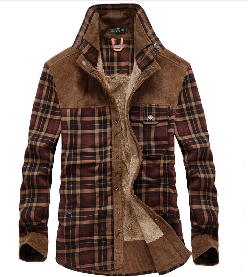 Street-Wave Sherpa-Lined Flannel Shirt Jacket With Plush Inner Lining Warm Rustic Plaid For Men